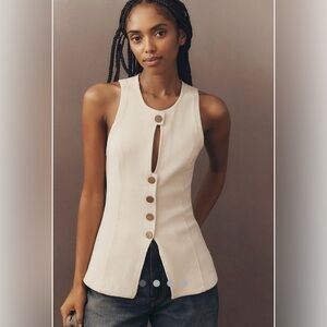 Anthropologie’s Pilcro Keyhole Buttondown Vest in Ivory XL